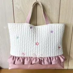 ヌビ カラフル フラワー おはな ピンク レッスンバッグ 入園入学 イブル