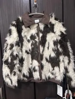 ファー風ジャケット 白茶色