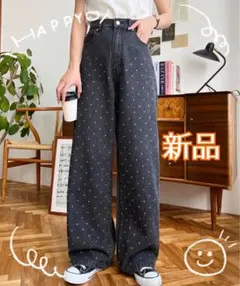 ラインストーンがキュート　デニム　新品
