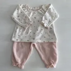 ベビーパジャマ 花柄 フリース 70cm