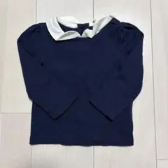 babyGAP ネイビー 長袖 丸襟付きカットソー 12~18months