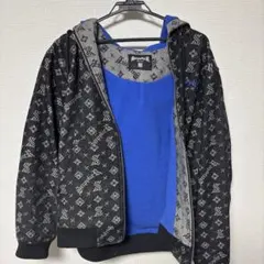 美品】ZOY ゾーイ 中綿ジャケット ゴルフウェア 総柄 ロゴ 青 38