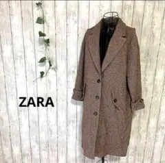 ZARA ザラ 【S】チェック柄 ロングコート チェスターコート グレンチェック