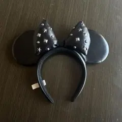 スタッズ付き ブラック ミニーマウス 耳 カチューシャ 黒