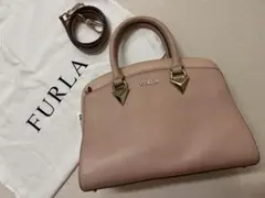 フルラ 2way ハンドバッグ レザー ピンクベージュ 保存袋付き