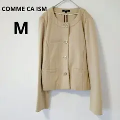 COMME CA ISMコムサイズム　ベージュ ノーカラージャケット M