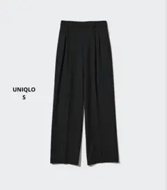 UNIQLO タックワイドパンツ　ツータック　ブラック　S⚪︎450639
