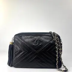 極美品 シャネル マトラッセ ショルダーバッグ ブラック レディース 黒
