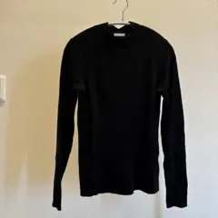 GU 黒 リブ編み クルーネック ニット 長袖