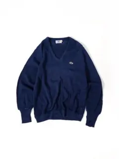 80s LACOSTE Vネックアクリルニットセーター ヴィンテージ古着