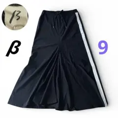 美品 β ロングスカート マキシ丈 サイドにライン ストレッチ ウエストゴム 9