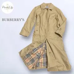 【バーバリーズ】ステンカラーコート ノバチェック ロングコート アウター M