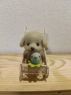 Chiku Chiku 羊毛フェルト トイプードル インコ カート付のサムネイル