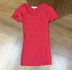 【美品】MICHAEL KORS 半袖リブニットカットソー　赤のサムネイル