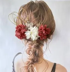 ドライフラワー髪飾り 水引き 和装 赤ヘッドパーツ 成人式振袖 卒業式袴 結婚式