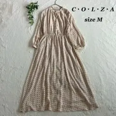 COLZA✨コルザ（M）幾何学柄 ロングワンピース ギャザーウエスト ゆったり