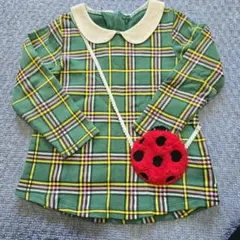 インセクトコレクション　てんとう虫　チュニック　長袖トレーナー　チェック柄　緑M