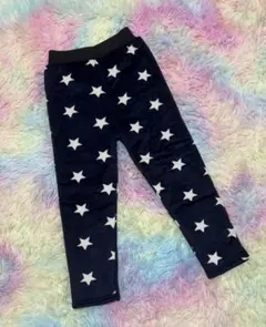 ベロア系裏フリースパンツ　ネイビー星柄