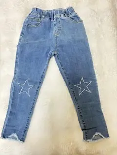 星刺繍ライトブルーロングパンツ