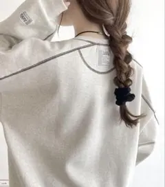 【タグ付き】JaVa 裏起毛配色ステッチロゴ オーバーサイズ スウェット　L