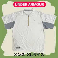 アンダーアーマー 半袖 ハーフジップ トレーニングウェア メンズ XLホワイト系