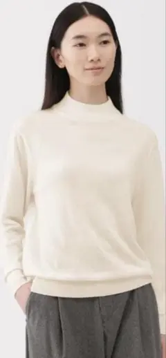 【新品・未使用】無印良品 洗えるウールハイゲージハイネックセーター オフ白