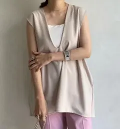 ジョーゼット深Vベスト　doudou ベージュのサムネイル