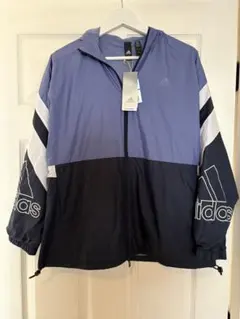 adidas フード付きウィンドブレーカー L 紫/紺　アディダス