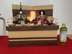 雛人形用 間口50cm収納型飾り台 欅風 屏風 行灯 紅白梅セットB - メルカリ