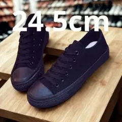 値引中　夏秋コーデに大活躍！？　スニーカー　24.5cm　オールブラック