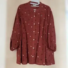 Samansa Mos2 花柄刺繍 七分袖シャツ