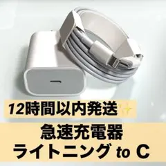 ライトニング to Cケーブル2m＋【急速20W充電器】