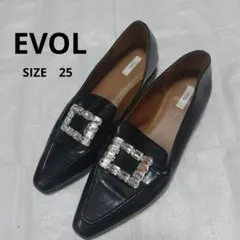 箱付き美品☆EVOI イーボル ローヒール コインローファー ポインテッド 