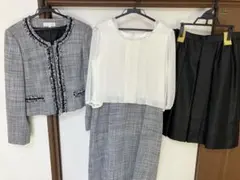 ツイードジャケット&ワンピース&黒スカートフォーマル入学式 卒業式 大きめサイズ