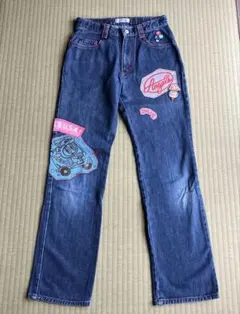 エンジェルブルー150cmストレートデニム ナカムラ君ほか多数ワッペン付き