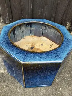 陶器製 火鉢 藍色 八角形 陶器製 火鉢 藍色 八角形 - メルカリ