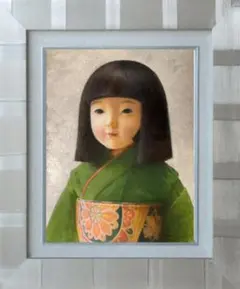 ❤️新作 油絵 市松人形 額(銀) F6-010226 絵画インテリア 菅家令子 ❤️新作 油絵 市松人形 額(銀) F6-010226 絵画インテリア 菅家令子