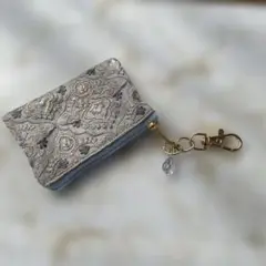 インド刺繍リボン　ポーチ　スワロフスキー