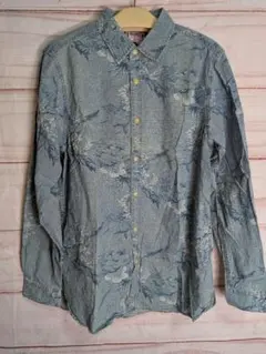 未使用※SCOTCH＆SOLO 青系花柄デニム風長袖シャツ size L
