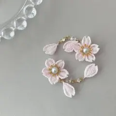 no.197 【B】桜花びらピアス イヤリング　和風　振袖　着物 結婚式　成人式