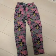 デニム風ストレッチレギンスパンツ　花柄　120
