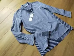 【新品タグ付き】ユニクロ +J 長袖シャツ M ストライプ柄