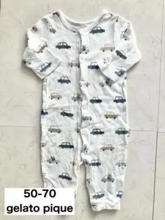 【used】gelato pique パンダ 車柄 ロンパース 50-70