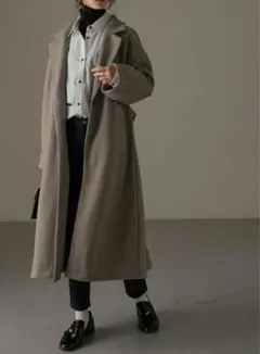 【美品✨】韓国 ロングコート レディース 茶色のサムネイル
