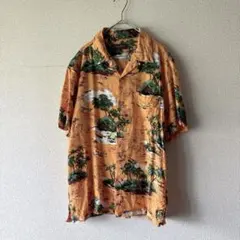 purple&yellow 半袖アロハシャツ　レーヨン　オレンジ　Mのサムネイル