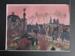 田崎　廣助、巴里風景、希少な額装用画集より、新品高級額、額装付 田崎廣助、巴里風景、希少画集画、新品額装付、状態良好 2025年