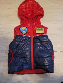 フード付き ダウン ベスト 110サイズ 赤 紺