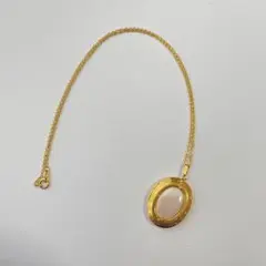 ゴールド　オーバル型　ロケットペンダント　ネックレス　貝　ピンク　アクセサリー