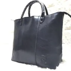 未使用 ハーベストレーベル レザートート ネイビー A4 髭 バッグ