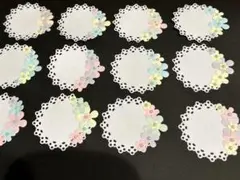 メッセージカード12枚セット　クラフトパンチ　パステルフラワー